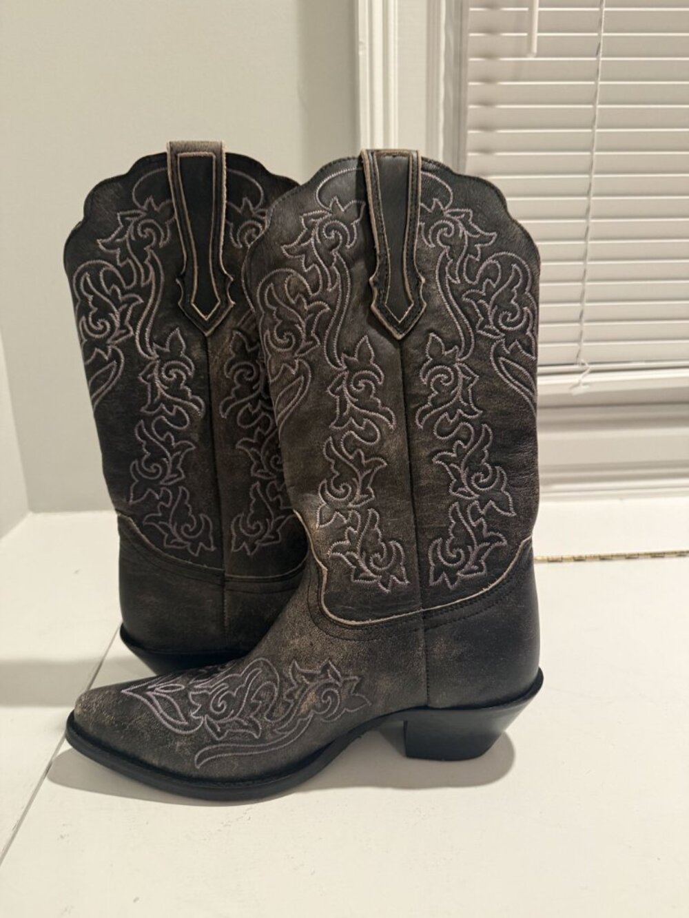 Dingo Flirty N Fun Western Boot Grey Leather Size Womens 7 [jb] - Picture 16 of 16